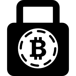 simbolo di blocco di sicurezza bitcoin icona