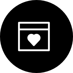 navegador com um símbolo de coração dentro de um círculo Ícone