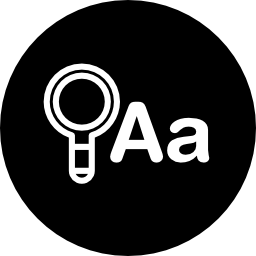 símbolo circular de pesquisa com letras Ícone