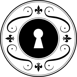 dziurka od klucza z kobiecymi ozdobami w okrągłym kształcie ikona