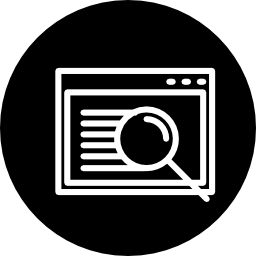 símbolo de búsqueda del navegador en un círculo icono