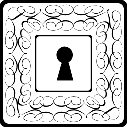 Keyhole in squares with thin delicate floral designs icon