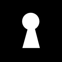 Keyhole shape in a black square icon