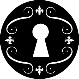 Keyhole in a circle with floral design icon