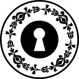 Keyhole circle with circular elegant floral design icon