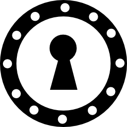 dziurka od klucza w grubym zarysie koła z małymi kółkami w całym jego przedłużeniu ikona