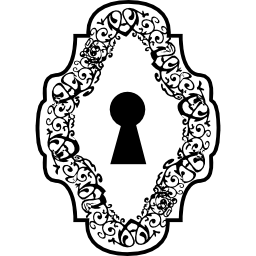 Keyhole in an ornamented vertical symmetrical shape icon