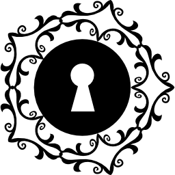 Keyhole in a floral design star shape icon