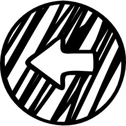 cerchio di schizzo della freccia sinistra icona