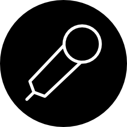 Microphone outline symbol in a circle icon