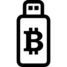 signo de bitcoin en dispositivo usb icono