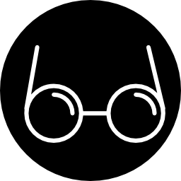 Eyeglasses of circular outline in a circle icon