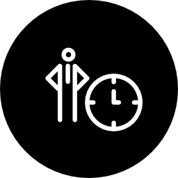 persoon met een enorme klok schetst in een cirkel icoon