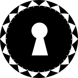 Keyhole shape in a circle with small triangles border icon