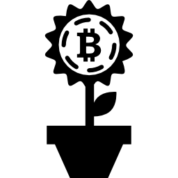 fiore bitcoin in una pentola icona