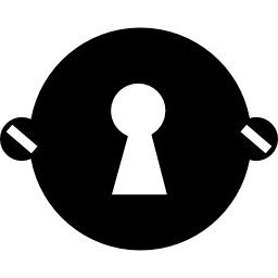 Keyhole in a circle with nails circles at both sides icon
