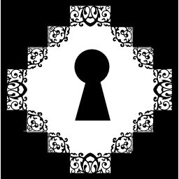 sleutelgatvorm binnen een vierkant icoon
