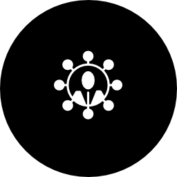 矢印で囲まれた円の中の小さな人 円形のインターフェイス シンボル icon