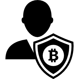 símbolo de interfaz de escudo de seguridad de usuario de bitcoin icono