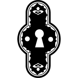 Keyhole in vertical decorated rounded shape icon