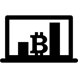 grafico a barre bitcoin sullo schermo del laptop icona