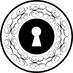 Keyhole circle with thin ornamental lines icon