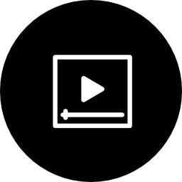 Video player outline interface symbol inside a circle icon