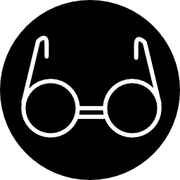 Circular eyeglasses inside a circle icon