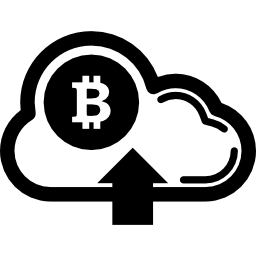 Bitcoin on cloud with up arrow symbol icon
