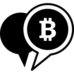 Bitcoin symbol in a speech bubble icon