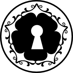 dziurka od klucza w kształcie kwiatka wewnątrz koła ikona