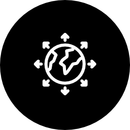 화살표 원으로 둘러싸인 세계 지구 icon