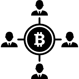 Bitcoin and users connections icon