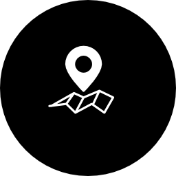 kaart met een speld klein symbool binnen een cirkel icoon