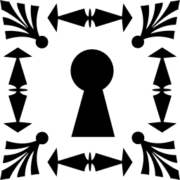 sleutelgat in vierkant frame gevormd door siervormen icoon