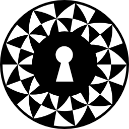 ojo de cerradura en un círculo de decoración de triángulos icono