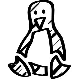 Linux penguin sketched logo outline icon