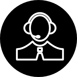 person mit dünnem umriss-symbol des headsets in einem kreis icon