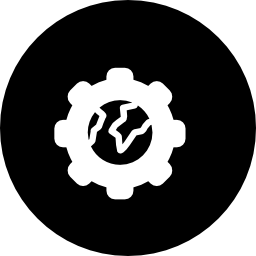 simbolo delle impostazioni del mondo in un cerchio icona