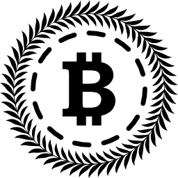 Bitcoin surrounded by a circle of olive leaves icon