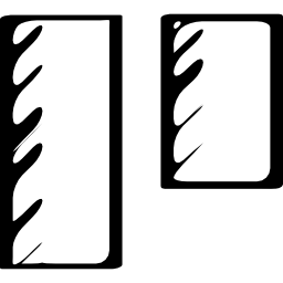 skizziertes soziales symbol von zwei vertikalen rechtecken unterschiedlicher größe icon