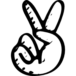 Peace and love sketched hand symbol icon