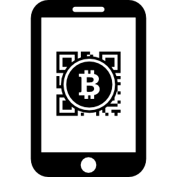 codice qr bitcoin sullo schermo del telefono cellulare icona