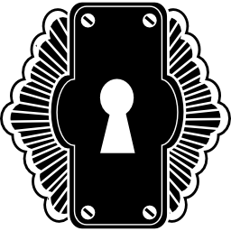 Keyhole in a rectangular vertical shape with ornaments at both sides icon