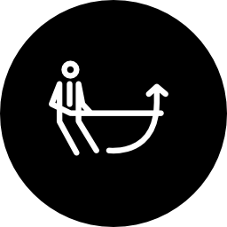 Человек со стрелкой вверх тонкий контур круговой символ иконка