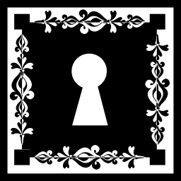 Keyhole in square with ornamental border icon