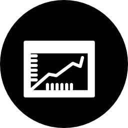 grafico con linea ascendente all'interno di un cerchio icona