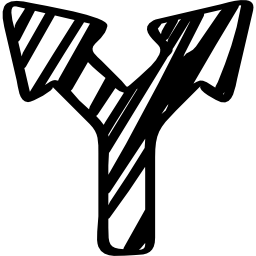 freccia abbozzata rivolta verso l'alto biforcazione in due frecce icona