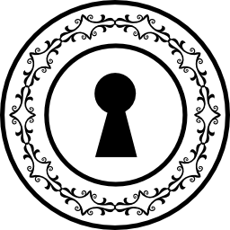 Keyhole shape in a decorative circular ring icon