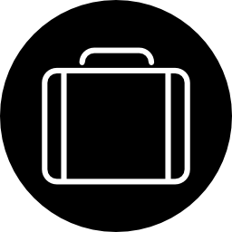 Briefcase thin outline symbol in a circle icon